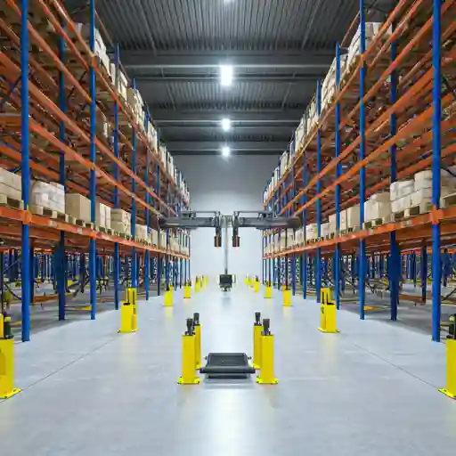 Modern high-tech warehouse with automated logistics